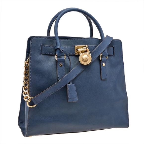 MICHAEL MICHAEL KORS Blue Saffiano Leather Large Hamilton Tote - Picture 3 of 9
